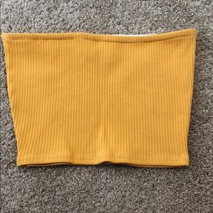Yellow ribbed tube top